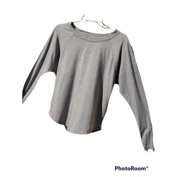 ATHLETA Gray Lightweight Long Sleeve Top XS Sheer Back Athleisure - Picture 1 of 5